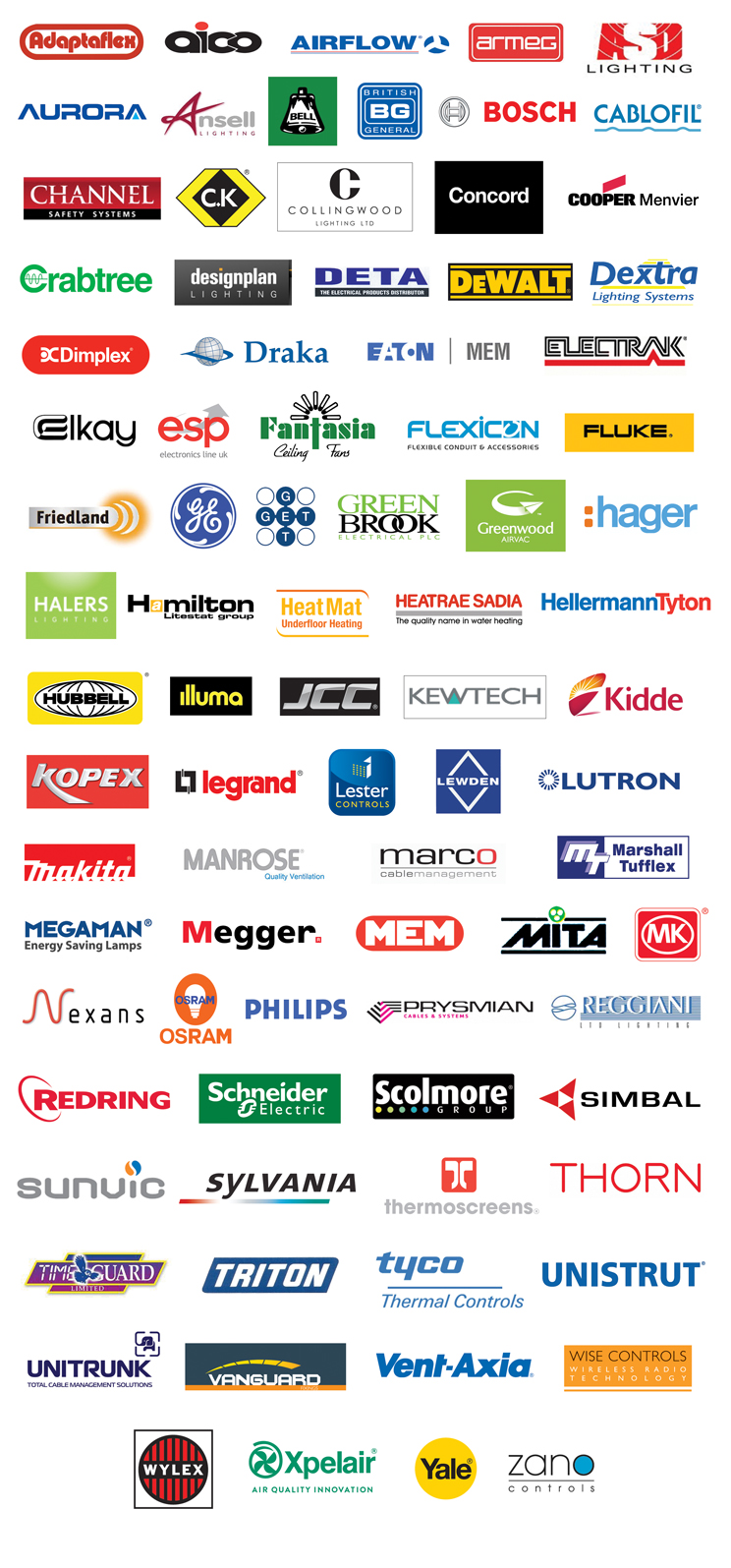 These are the manufacturers we supply